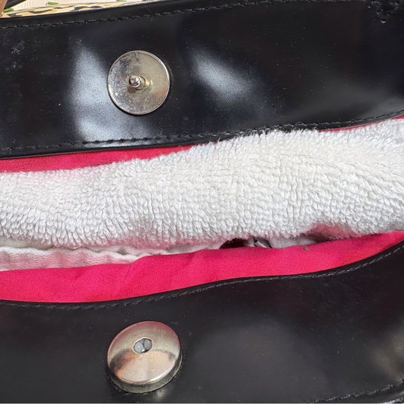 Floral Print Tote Bag - Black and Cream w/Beaded Hibiscus Flowers - Picture 3 of 7